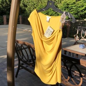 Beautiful Summer one shoulder Citron color Blouse